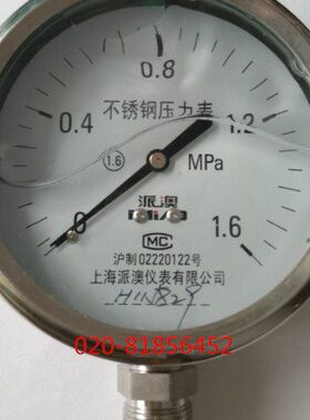 Ympa不锈钢耐震压力表  6全派澳2.51-4TN.mpa100mpa 61mpampa