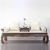 贵妃榻藤席客厅沙发罗汉床古典定制清老榆木单人明床实木原木中式