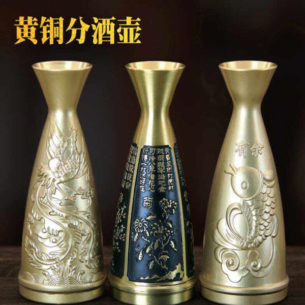 纯黄铜小酒壶摆件老式二两铜酒壶家用喝酒器具家用老式装饰分酒器