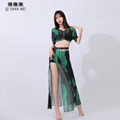 新款 练功服烫钻表东方网纱套显瘦长裙演出舞蹈服女 性感肚皮舞服装