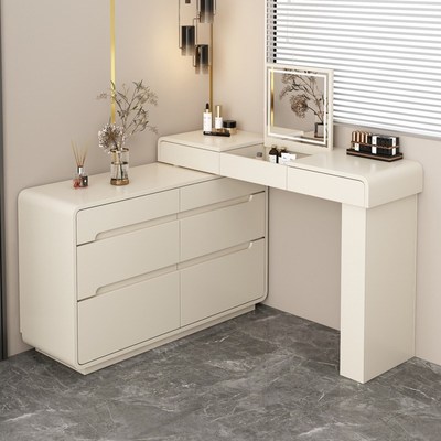 纯实木化妆桌梳妆台斗柜一体卧室转角现代简约小户型.轻奢高级感