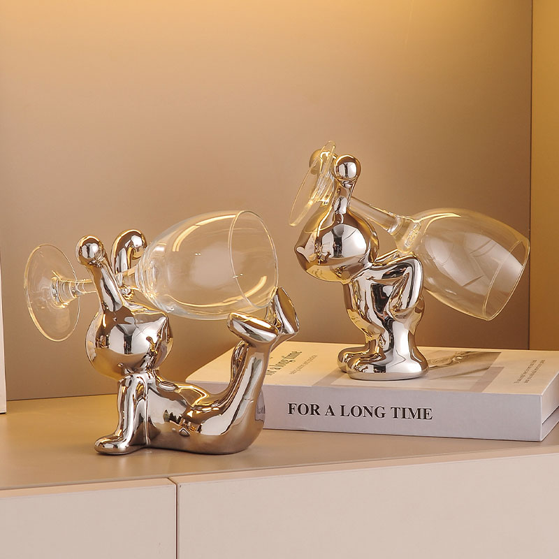 创意兔子红酒架摆件轻奢电视柜酒柜装G饰家居摆设客厅餐边柜酒杯