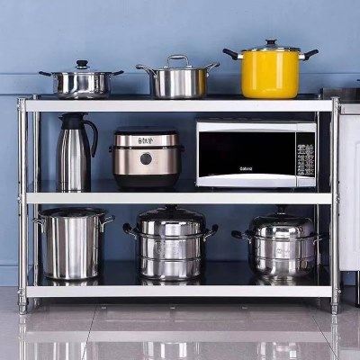 不锈钢厨房架子置物架落地多三层家用微波炉烤箱收纳多功能储物架,厨房/烹饪用具,微波炉置物架,淘宝优惠券,粉丝福利购,淘宝优惠卷