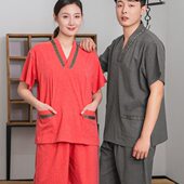 2024汗蒸服舒服高端大码 按摩服浴袍简约新休闲桑拿 弹力男女情侣款