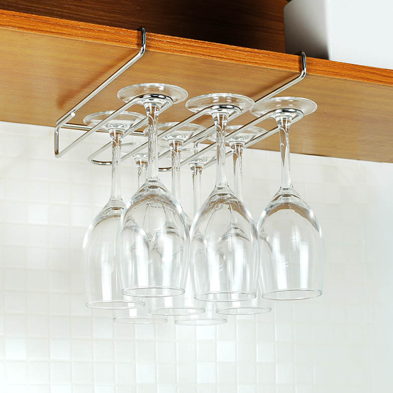 SDR大号酒杯架 304不锈钢红酒杯架F 免钉悬挂吊杯架 倒挂高脚杯架