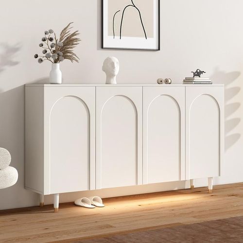 奶油风实木腿鞋柜家用门口侘寂风门厅柜现代简P约大容量阳台储物