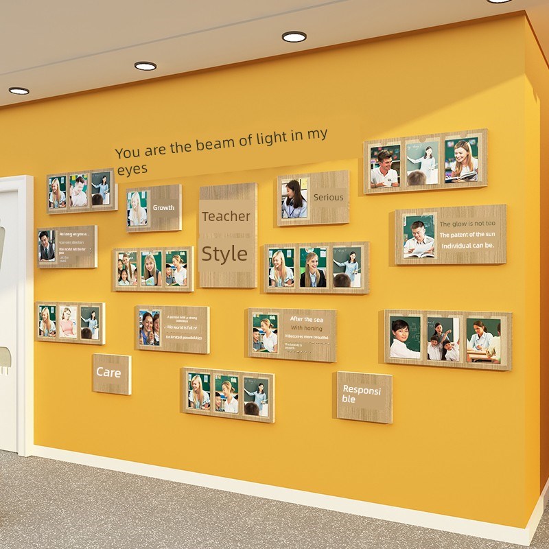 教育培训机构教师简介风格展示装饰幼儿园F环境创作照片墙文化布