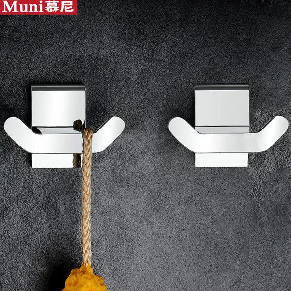 免打孔壁挂挂钩浴室服单个墙壁架创门后衣帽钩双头全铜毛巾钩挂衣