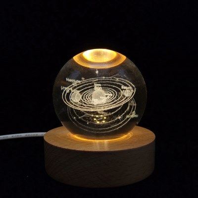 创意3d内雕水晶球宇宙太阳系发光小夜灯生日送礼物摆件装饰氛围灯,节庆用品/礼品,创意/设计灯,淘宝优惠券,粉丝福利购,淘宝优惠卷