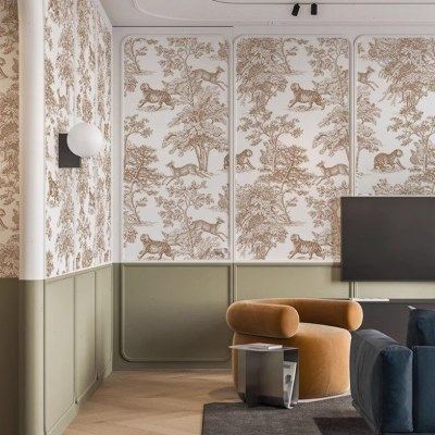 复古法式丛林屏风壁纸客厅背景墙纸壁布卧室环保定制网红高端壁画,家装主材,无纺布墙纸,淘宝优惠券,粉丝福利购,淘宝优惠卷