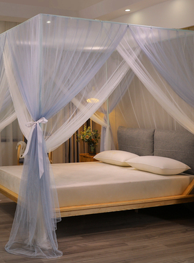 A类蚊帐双层纱家用宫廷落地式支C架三开门夏天儿童加密公主风烤漆