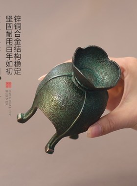 花口小烛台中式禅风底座蜡烛家用室内古风架子供奉茶桌氛围灯摆件