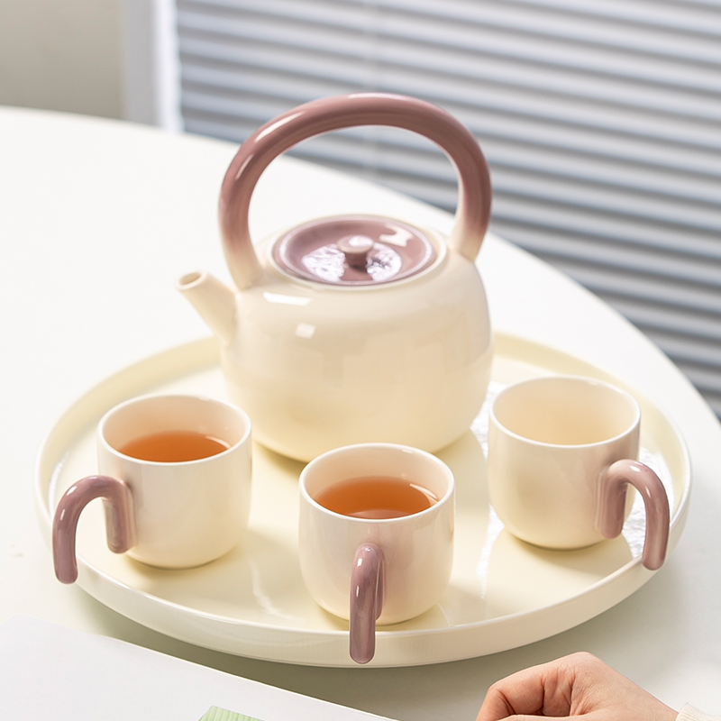 奶油风杯具套装家用客厅水杯茶杯水壶套装陶瓷茶具高级感乔迁送礼
