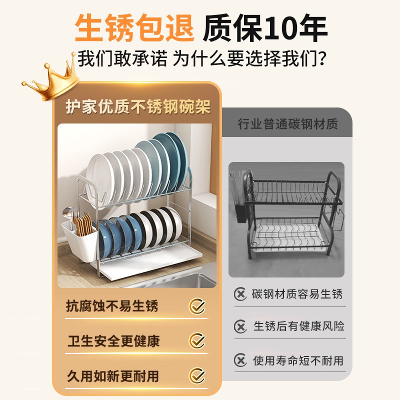 碗碟收纳架不锈钢沥水碗盘架厨房置物架放碗沥碗架碗筷盘子收纳架