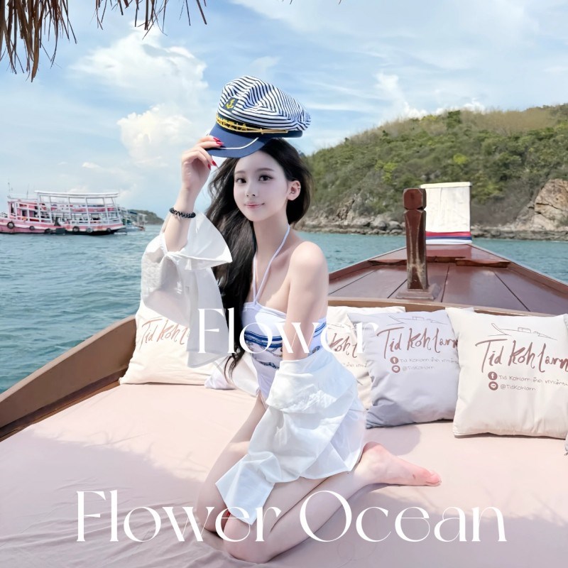 【海风】海军风分r体比基尼三件套沙滩温泉度假泳衣图片