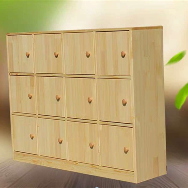 幼儿园实木书包柜儿童带门衣帽柜玩具柜区角柜樟子松区域柜组合柜