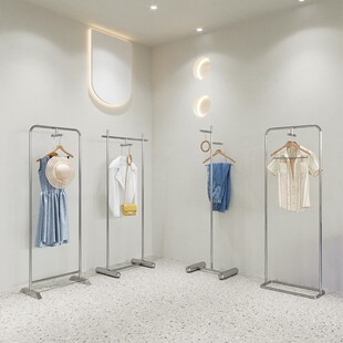 服装店正挂立式挂版货架样衣展示架不锈钢衣架落地式货架橱窗道具