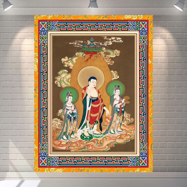 房间卧室民族风壁画挂布背景式墙布背景布宿舍唐卡藏超大竖版玄关