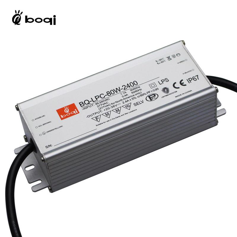 70W80WLED户外防水电源30V36V2400mA恒流驱动投光灯路灯PF EMI