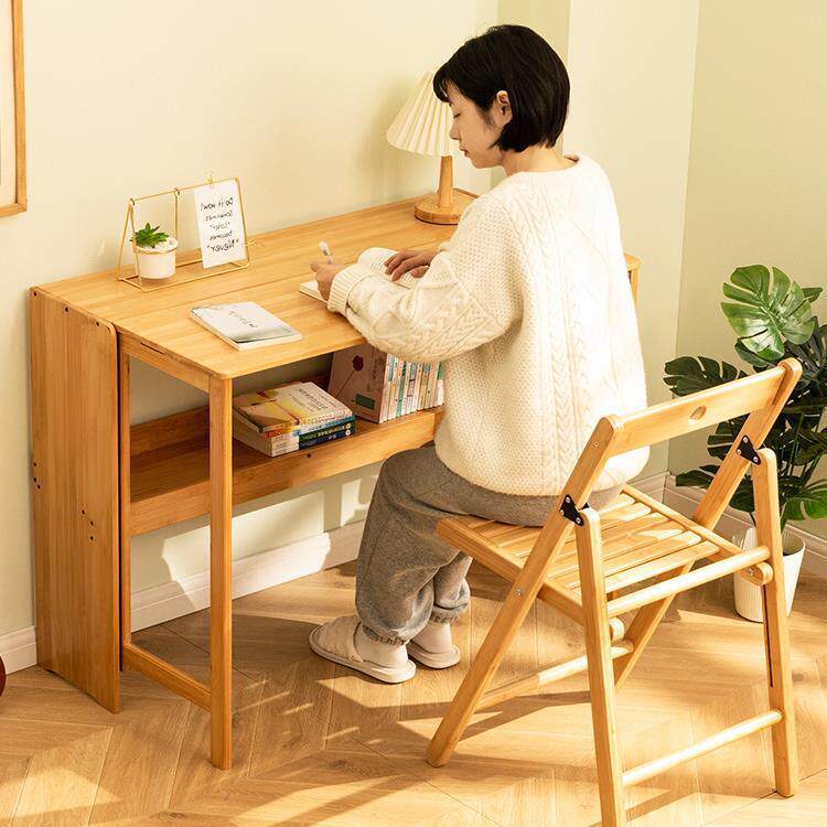 折叠书桌电脑桌子办公桌学生家用小型台式实木卧室床边写字工新款