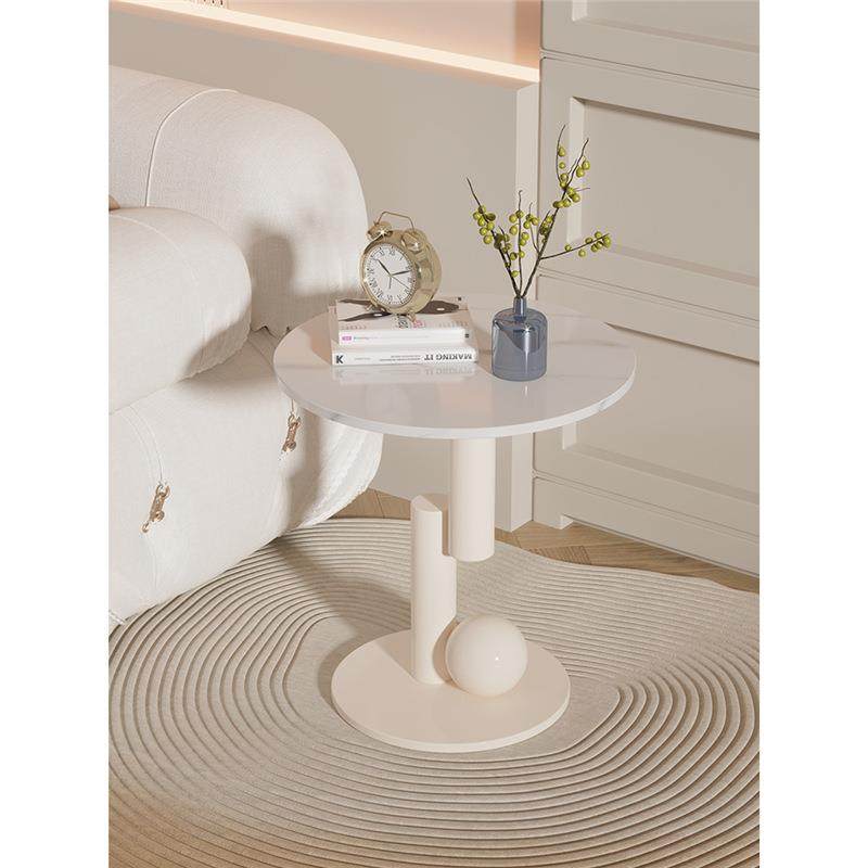 奶油风轻奢岩板边几客厅沙发茶几小圆桌阳台卧室床边现代创意角几,3C数码配件,USB灯,淘宝优惠券,粉丝福利购,淘宝优惠卷