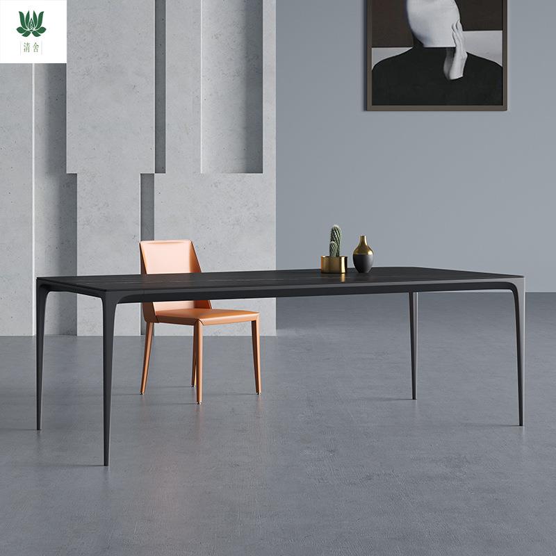 意式极简进口岩板铝合金餐桌现代简约家用小户型餐桌椅组合饭桌子