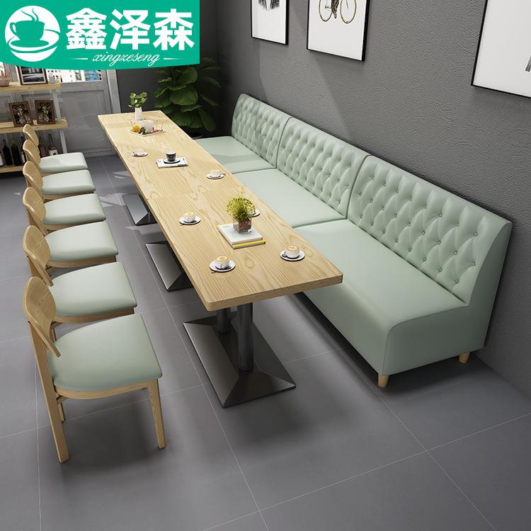 实木西餐厅餐饮靠墙卡座饭店面馆奶茶店食堂小吃汉堡店沙发桌椅