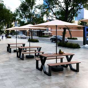 室外一体式休闲区桌椅户外露天简约奶茶店咖啡厅商用外摆连体桌椅