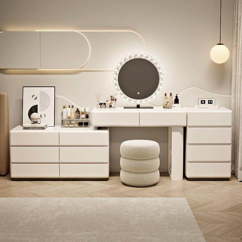 新款法式奶油风家居梳妆台斗柜一体出租房轻奢高档卧室岩板化妆桌,3C数码配件,USB灯,淘宝优惠券,粉丝福利购,淘宝优惠卷