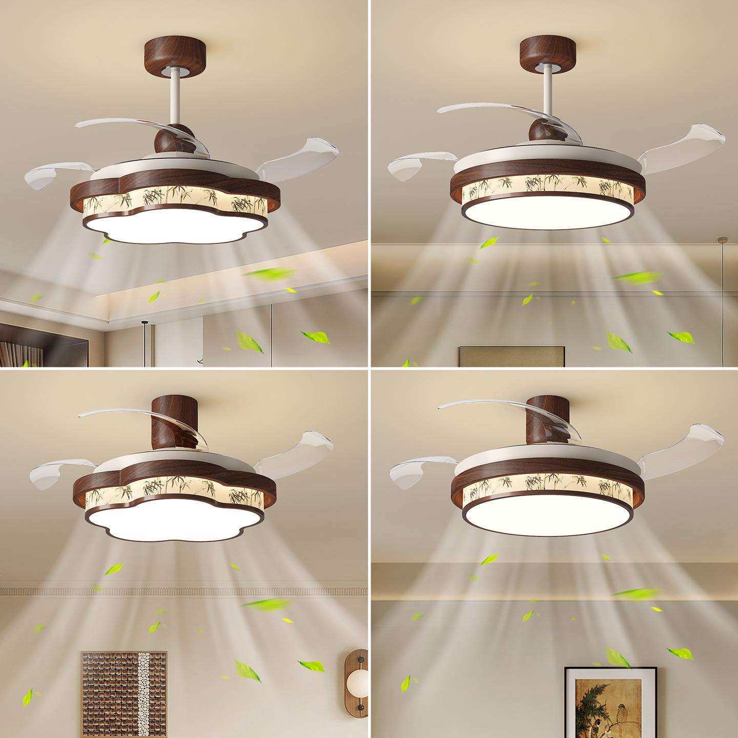 复古风扇灯2025新款梅花中古宋式美学禅意餐厅卧室吸顶吊扇一体灯