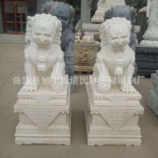 汉白玉北京石狮子公司商场门口石狮子汉白玉各种传统动物石雕摆件