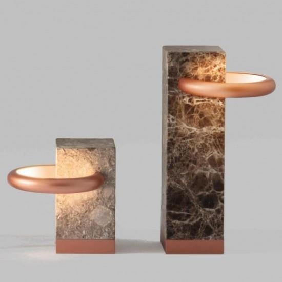 法国La Chance Sebastian 典雅大理石铜盘柱客厅台灯