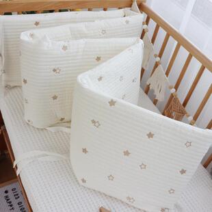 婴儿床围无荧光纯棉韩式绗缝一片式可拆洗新生儿宝宝防撞防护围栏