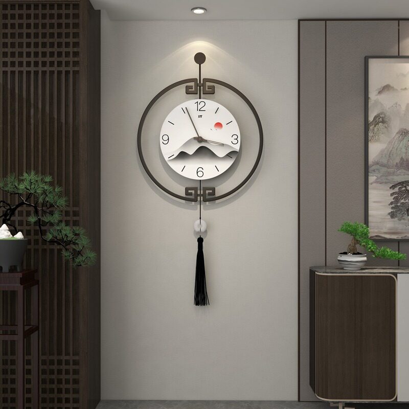 新中式钟表e挂钟客餐厅创意家用挂表时尚网红简约现代装饰时钟挂