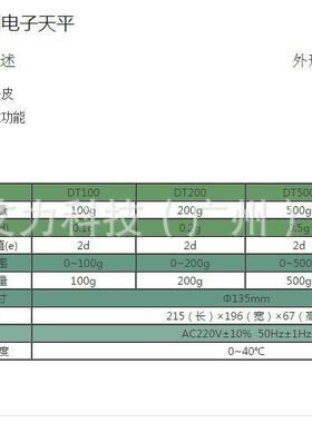 双杰G&G ELECTRONIC SCALE DT100 DT200 DT500 DT1000电子天平