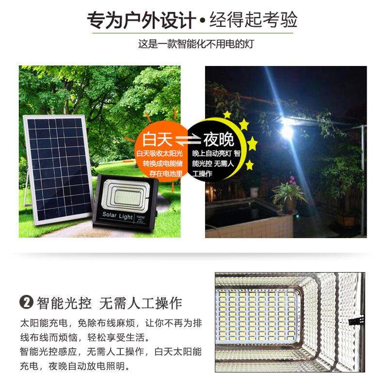 太阳能灯家用室外投光灯分体式户外防水农村路灯50w100w200w 3X20