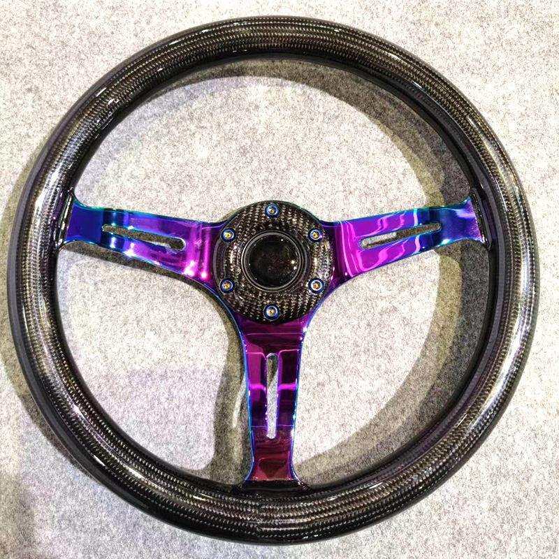 新款全碳纤维汽车方向盘烤蓝半蓝方向盘赛车方向盘