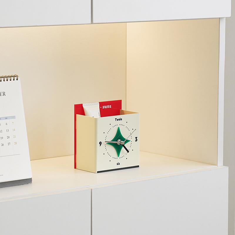 WOZOOM屋准家居创意摆台式座钟客厅玄关收纳摆件办公桌面时钟装饰