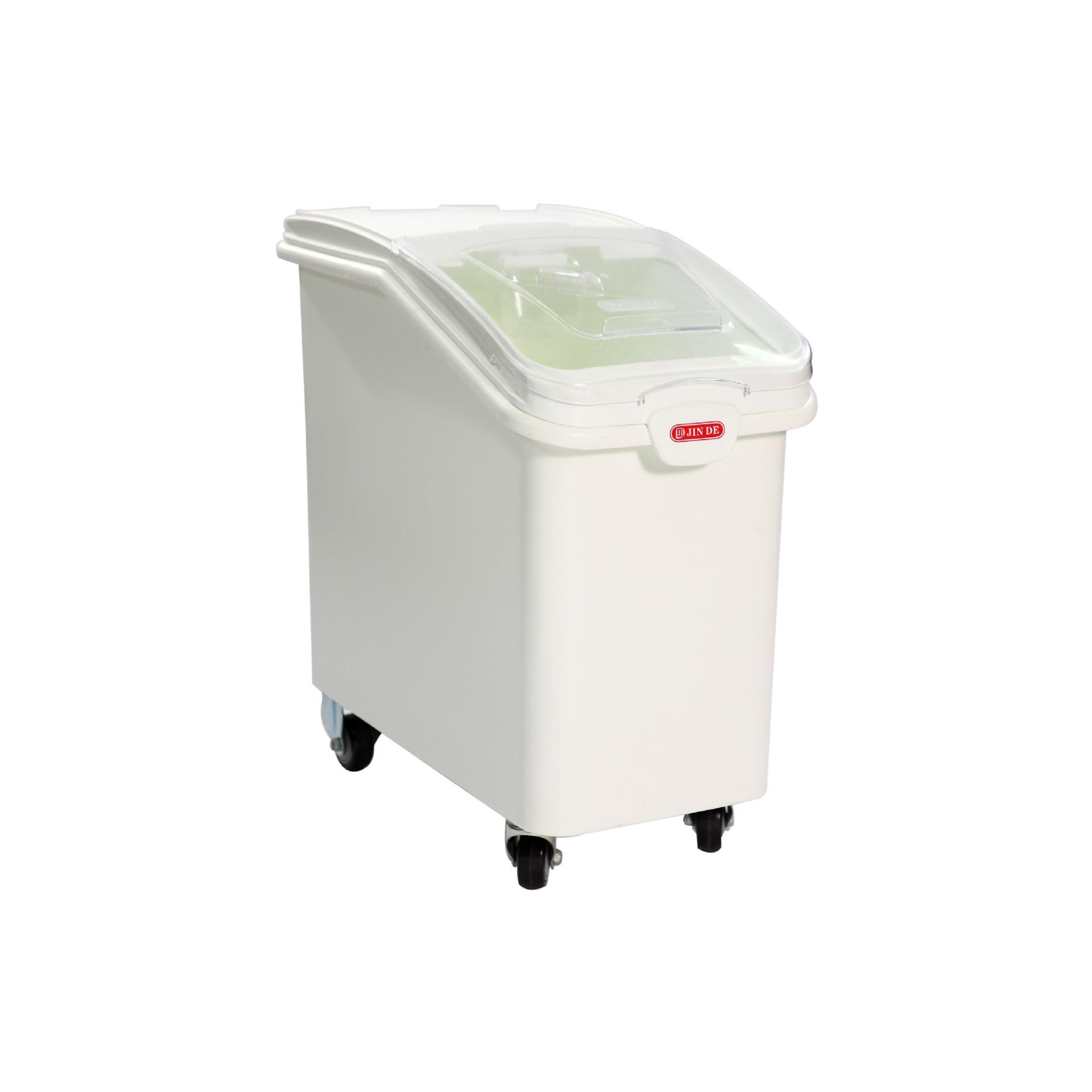 金德厂家米桶滑轮储米箱防潮防虫塑料密封厨房杂粮面粉中转箱81L