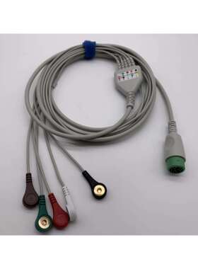 兼容迈瑞T5T8/IPM8/10科曼心电监护仪导联线12针导连线五导扣式