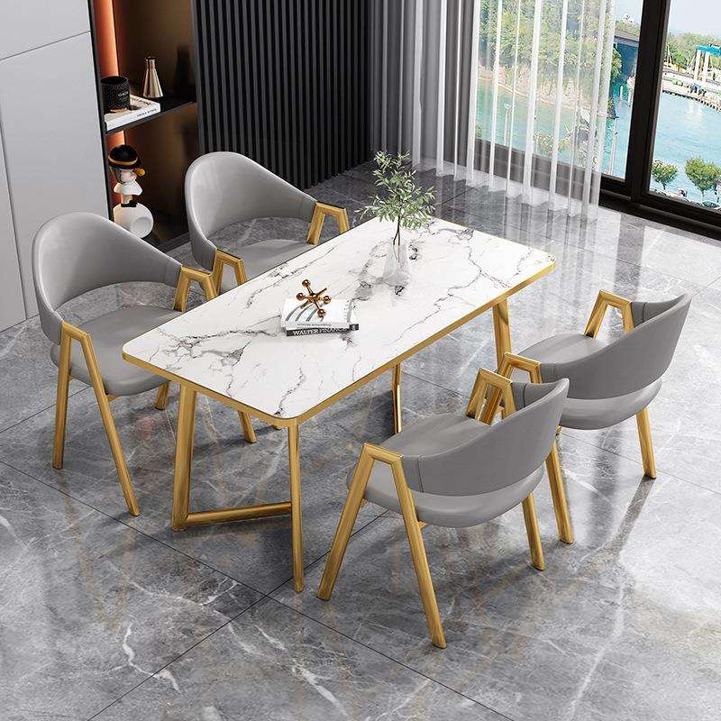 轻奢简约接待洽谈桌椅组合店面奶茶点长桌休闲小圆桌方桌餐桌家用