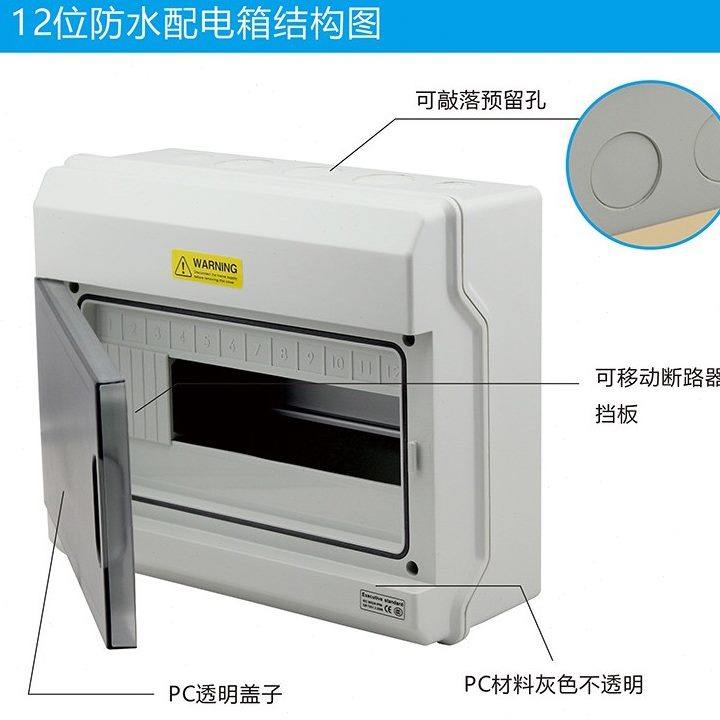 防水配电箱明装IP工厂盒耐断路器塑料PC用燃1266晒合金回路阻户外