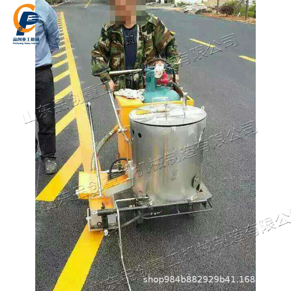 小型手推式热熔划线机 仓库码头标线施划机 双层保温加热桶划线机