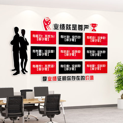 办公室墙面装饰氛围布置高级感公司企F业激励文化背景墙贴励志标