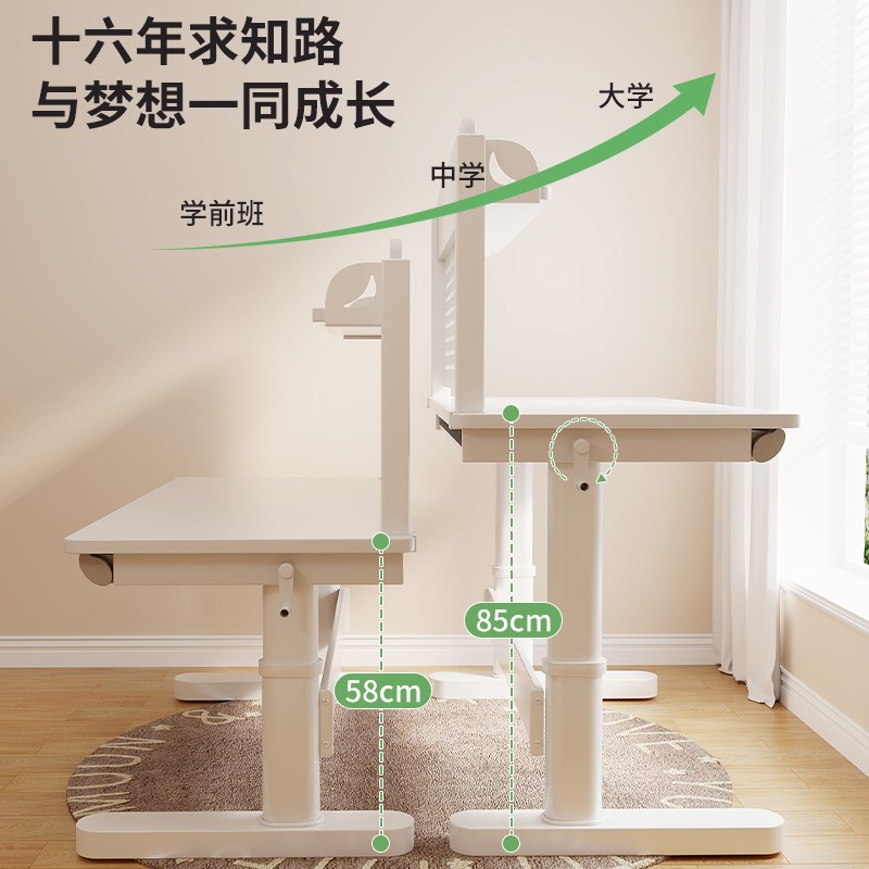 可升降儿童学习桌实木书桌小学生家用课桌椅套装家用写作业写字桌