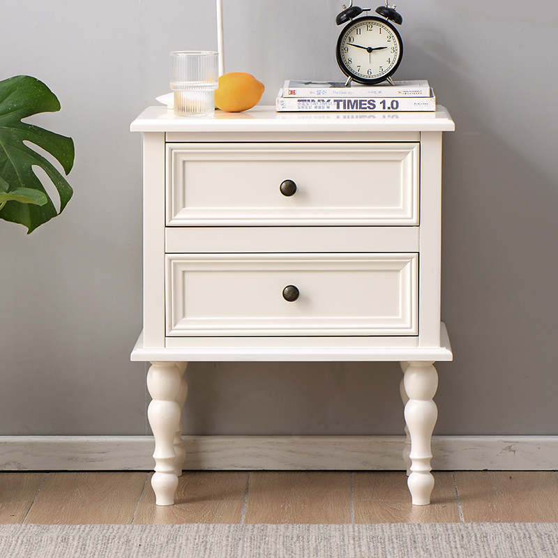 全实木床头柜简约现代卧室迷你小型白色35/40/45cm简易美式收纳柜