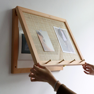 电表箱装饰遮挡挂画藤编侘寂风墙上多功能衣帽挂钩家用配电箱盖板