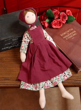 新款韩式甜美花裙头巾女孩娃娃摆件公仔礼物