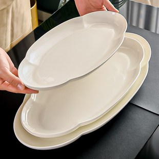 鱼盘子大号16寸陶瓷超大号鱼盘纯白家用骨瓷鱼盘蒸鱼盘子商用