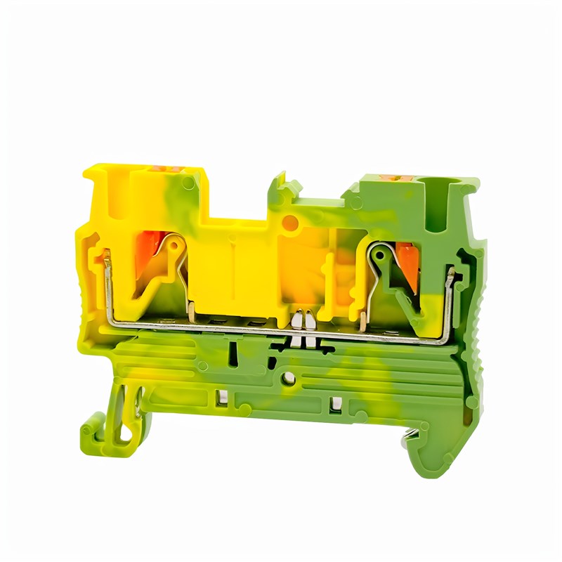 PT2.5-PE接线端子排导轨式接地端子黄绿双色免工具直插式弹簧端子